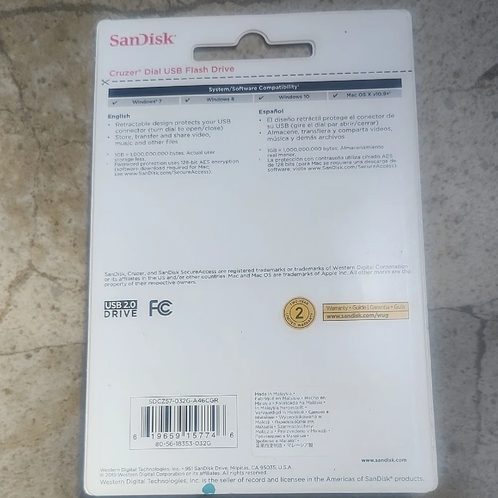 SanDisk Cruzer Dial 32GB USB Flash Drive - Blue - Picture 4 of 4